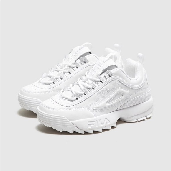 fila all white sneakers
